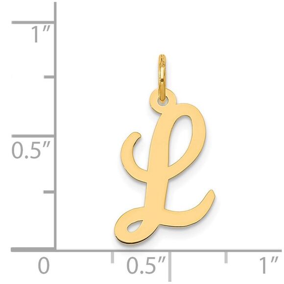 Kazi Luxury 14k Yellow Gold Medium Script Letter L Initial Charm - Picture 4 of 4